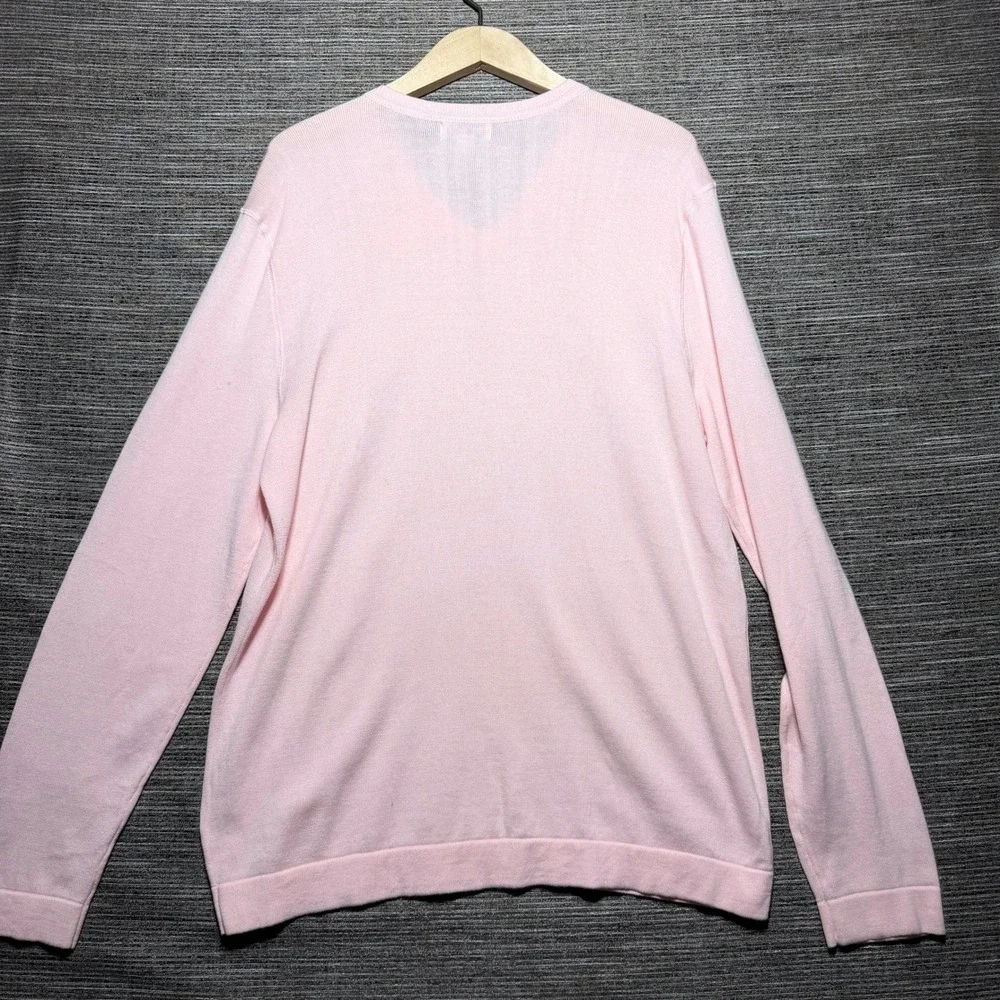 Banana Republic Sweater Mens L Pink LS V-Neck 100% Cotton 792738-36-1 Fine Knit